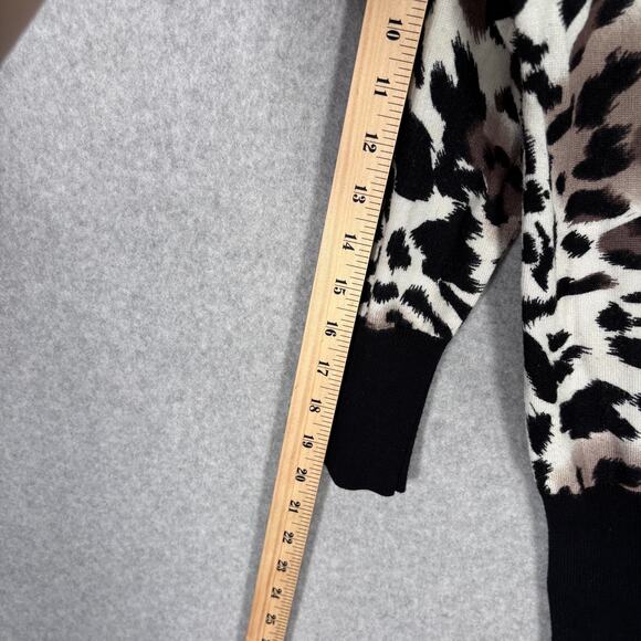 Vintage 90s Joseph A Cardigan Sweater Medium Leopard Animal Thin Mob Twee 80s - Picture 6 of 10